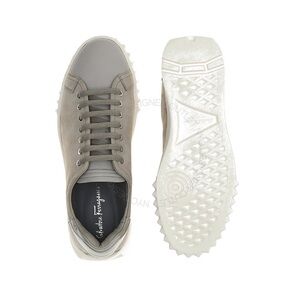 Salvatore Ferragamo Cube 2 Grey Leather Sneakers